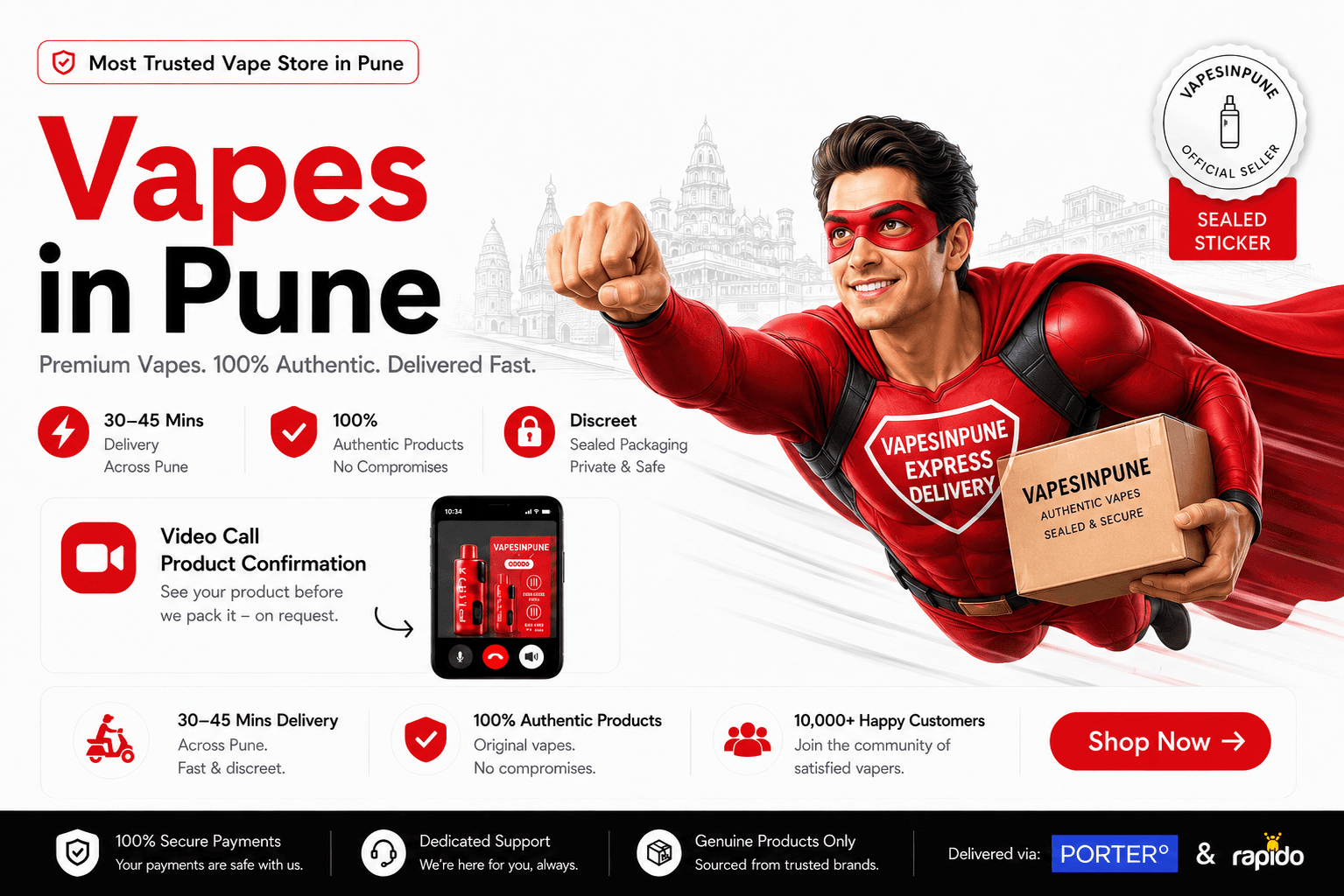 VapesInPune — Premium Vapes. 100% Authentic. Delivered Fast in 30-45 mins across Pune