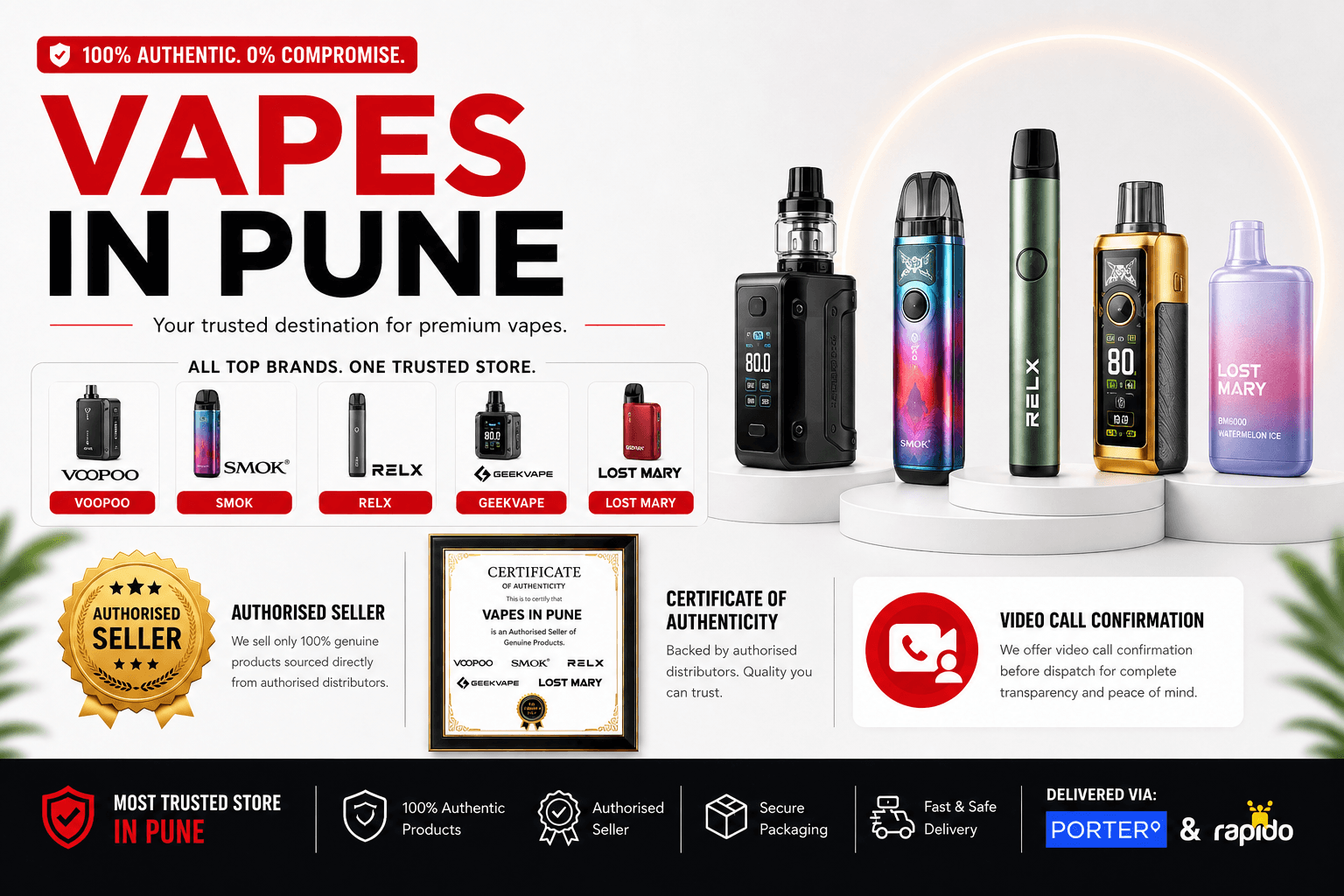 Vapes in Pune — All Top Brands. Authorised Seller. Certificate of Authenticity. 100% Original.