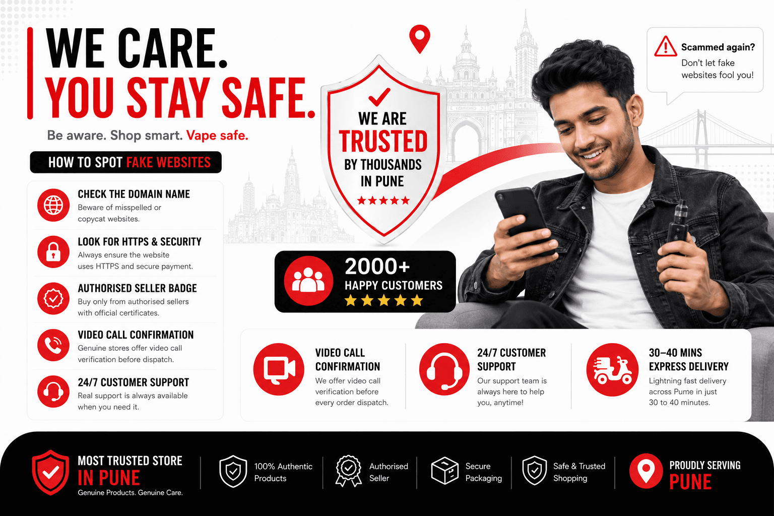 We Care. You Stay Safe. Trusted by thousands in Pune. Video Call Confirmation before dispatch.